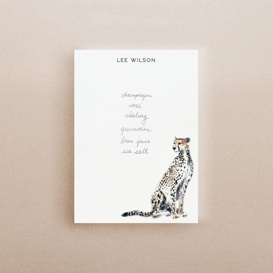 Chic Cheetah Notepad, Personalized Stationery, Big Cat Note Pad, Animal ...