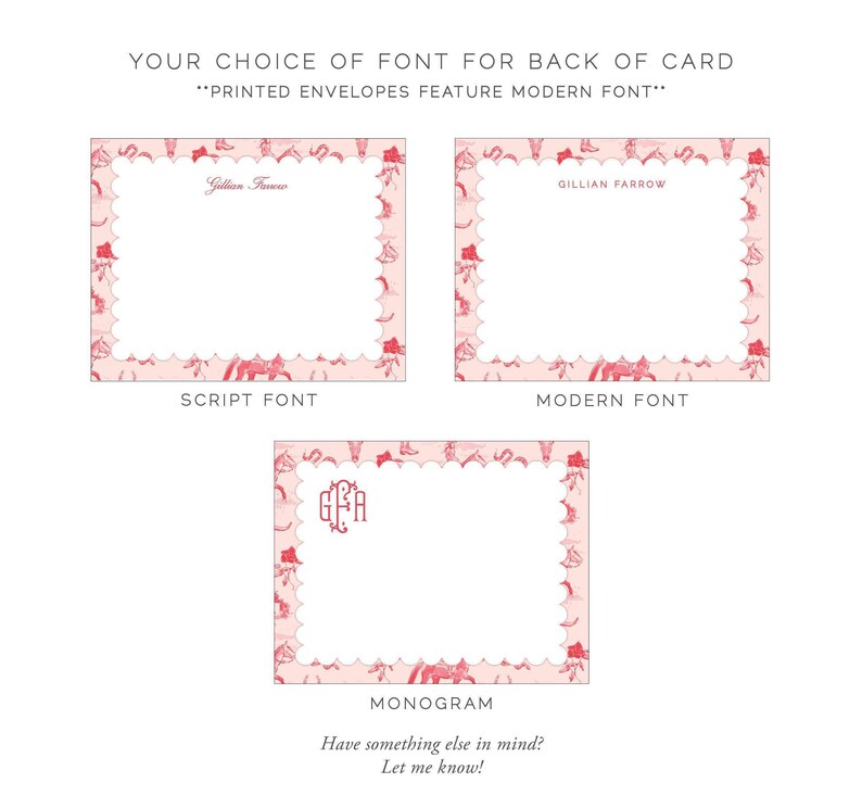Vintage Pink Cowgirl Toile Stationery, Monogram Gift, Western Custom Notecards, Bespoke Stationery, Southern Preppy, Texas Bridesmaid Gift Bild 4