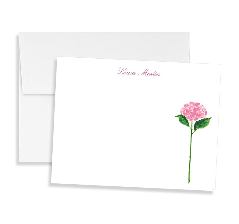 Pink Hydrangea Stationery, Grandmillennial Notecard Set, Preppy Stationery, Custom Bridesmaid Gift, Monogrammed Southern Hostess Gift bild 7