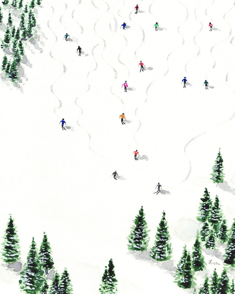 Aspen Ski Vacation Art Print No. 1 Snowy Mountain Art - Etsy
