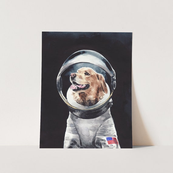 Art Print Astronaut Dog Space Themed Nursery, Nursery Art Print, Golden  Retriever Art, Watercolor Painting, Astronaut Art, Animal Art - Etsy