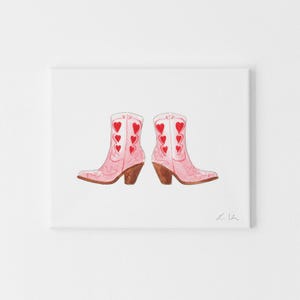 Pink Cowboy Boots Art Print, Cowgirl Decor, Texas Watercolor Painting, Nashville Fashion Illustration, Cowgirl Nursery, Western Aesthetic image 2
