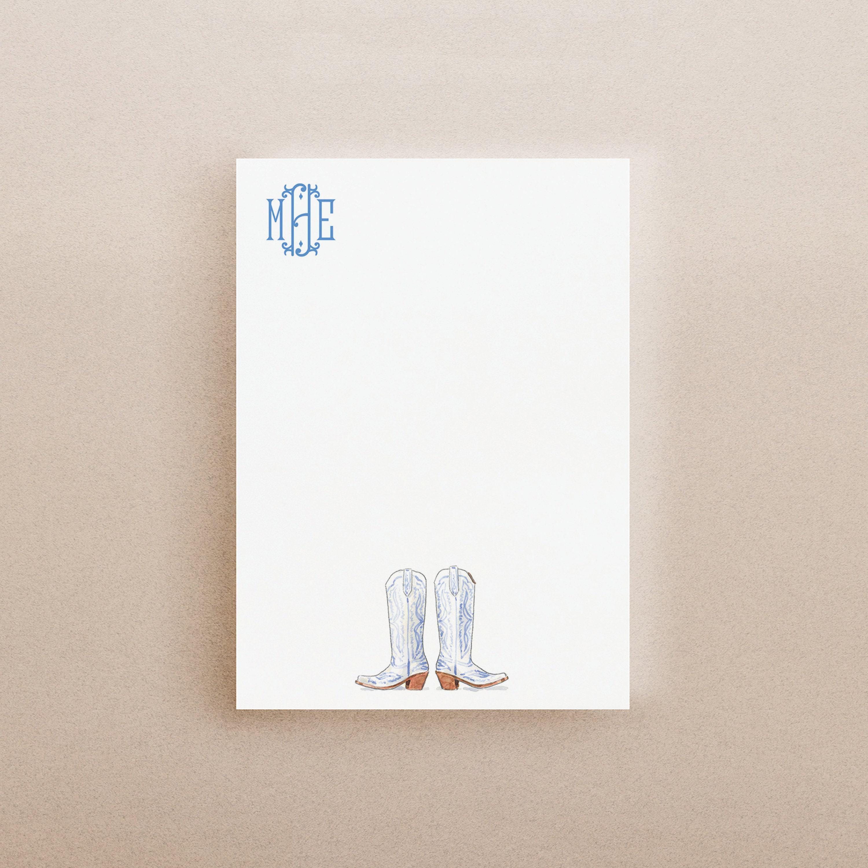 Southern Bridal Cowgirl Boots Notepad, Western Wedding Note Pad, Custom ...