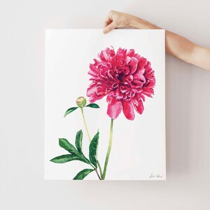 Pink Peony Art Print, Peony Watercolor Painting, Peonies Wall Decor, Pink Floral Home Decor, Botanical Illustration, Bright Southern Preppy immagine 2