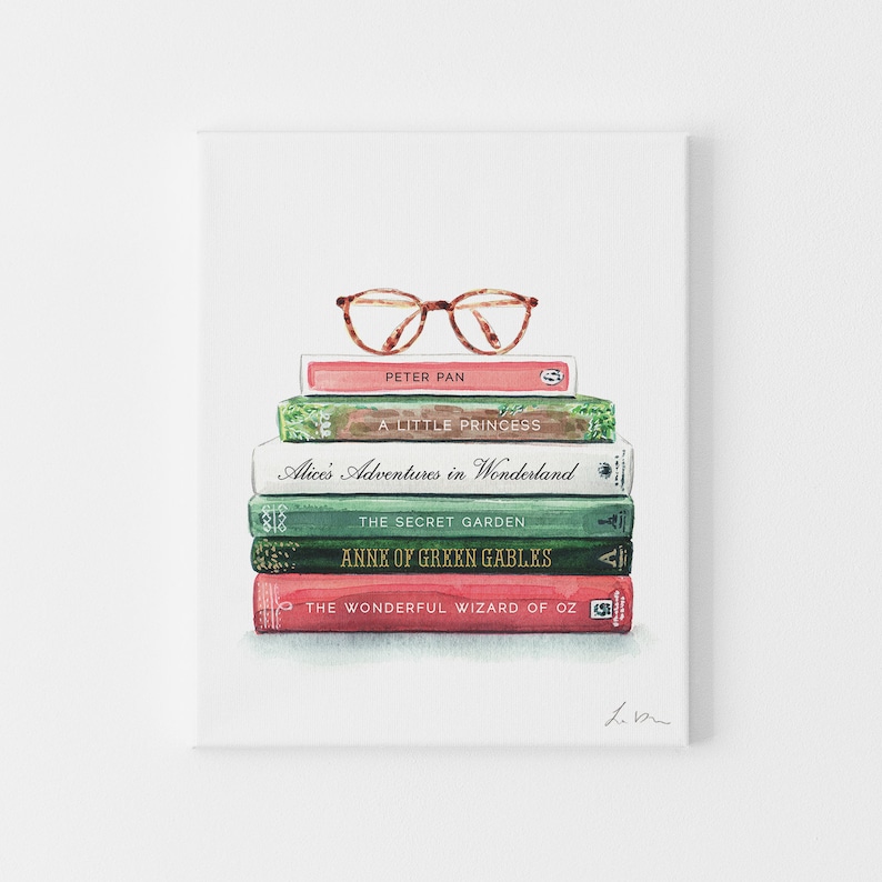 Custom Book Art, Favorite Books Collection No. 1, Customizable Library Art, Personalized Keepsake, Book Lover Gift, Preppy Academia Style image 3