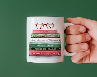 Custom Books Coffee Mug, Favorite Books Mug, Book Lover Gift, Reader Gift, Librarian Retirement Gift, Literary Gift, Book Club Exchange Gift