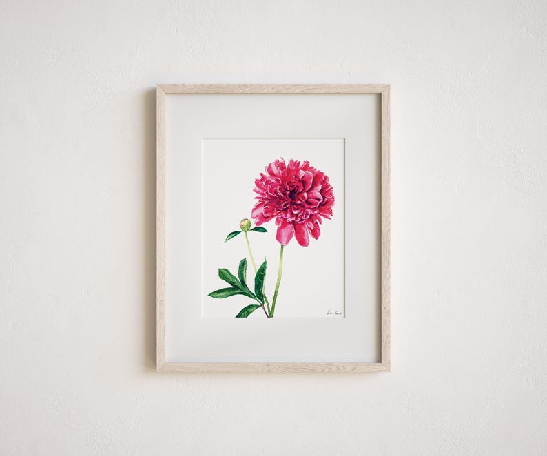 Pink Peony Art Print, Peony Watercolor Painting, Peonies Wall Decor, Pink Floral Home Decor, Botanical Illustration, Bright Southern Preppy immagine 4