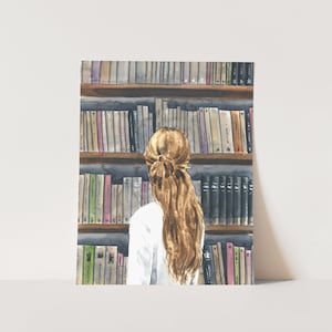 Art Print Girl in the Bookstore - Library Art, Book Lover Gift, Bookworm Gift, Book Art, Book Art Print, Book Print, Book Wall Art