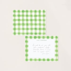 Green Gingham Stationery, Personalized Stationery Set, Preppy Stationery, Bridesmaid Gift, Family Stationery, Custom Notecards, Preppy Gift