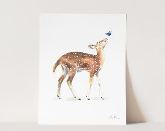 Art Print Baby Deer Fawn No. 3 - Woodland Art, Animal Art, Mountain Nursery, Woodland Nursery, Gender Neutral Baby Gift, Watercolor Painting