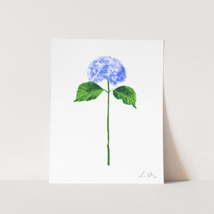 Blue Hydrangea Art Print, Hydrangeas Watercolor Painting, Botanical Floral Illustration, New England Preppy Print, Grandmillennial Style
