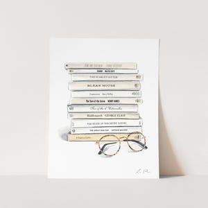 Personalized Art Print Your Favorite Books No. 5 - Customizable Paperback Book Stack - Library Book Lover Gift - Avid Reader - Literature