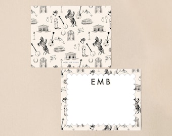 Black and Ivory Nashville Cowgirl Toile Stationery Set, Cute Nashville Watercolor Notecards, Custom Bachelorette Bridal Party Gift