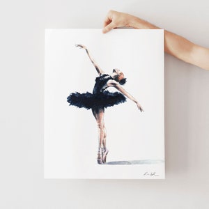 Art Print Black Swan Ballerina Art, Swan Lake Art, Watercolor Painting, Ballet Art, Ballerina Gift, Dance Art, Ballet Decor, Dancer Gift image 2