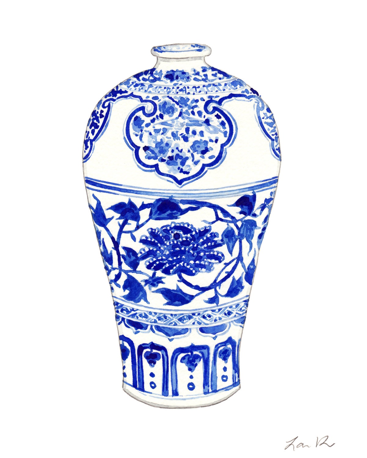 Art Print Blue And White Ginger Jar No 3 Preppy Art Etsy