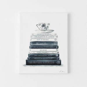 Lámina artística personalizada con diseño de libro n.° 4, arte personalizado para biblioteca con pilas de libros, regalo literario, decoración de pared con diseño de libro, regalo de agradecimiento para profesores, regalo de graduación. imagen 3