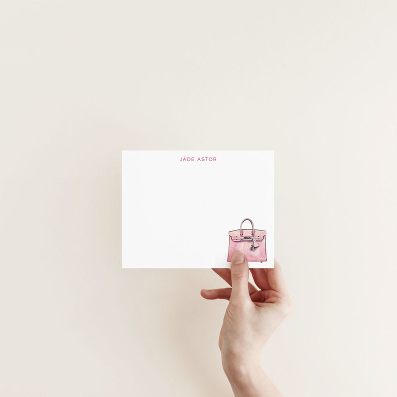 Personalized Stationery Set Hermes Birkin Bag in Pink Etsy