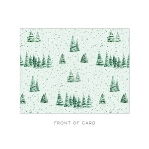 Green Pine Tree Toile Notecard Set, Personalized Winter Toile Blank Cards, Vintage Preppy Christmas Tree Stationery, Custom Hostess Gift image 3