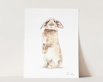 Art Print Bunny Rabbit No. 1 - Bunny Nursery Art, Bunny Art, Rabbit Art, Gender Neutral Nursery Art, Animal Nursery, Woodland Animal Nursery