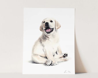 Yellow Labrador Retriever Dog Art Print, Yellow Lab Puppy Watercolor, Dog Painting, Dog Nursery Decor, Dog Lover Gift, Dog Owner Gift