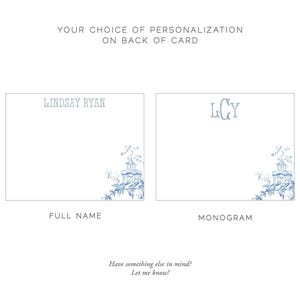 Light Blue Chinoiserie Toile Monogram Stationery, Personalized Notecard Set, Southern Stationery Suite, Custom Preppy Monogrammed Gift image 4