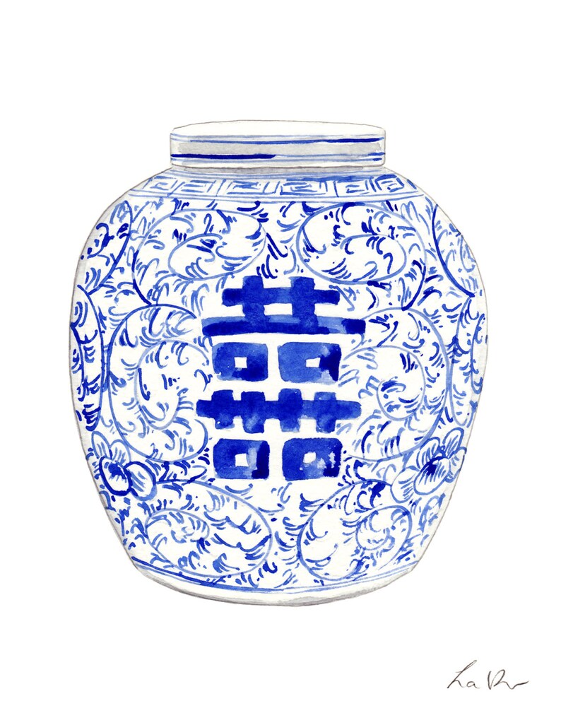 Blue and White Ginger Jar Art 8 Ginger Jar Painting Etsy