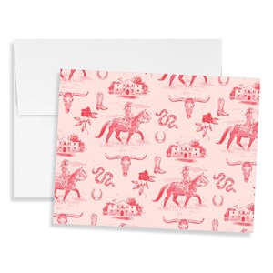 Vintage Pink Cowgirl Toile Stationery, Monogram Gift, Western Custom Notecards, Bespoke Stationery, Southern Preppy, Texas Bridesmaid Gift Bild 8