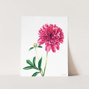 Pink Peony Art Print, Peony Watercolor Painting, Peonies Wall Decor, Pink Floral Home Decor, Botanical Illustration, Bright Southern Preppy immagine 1