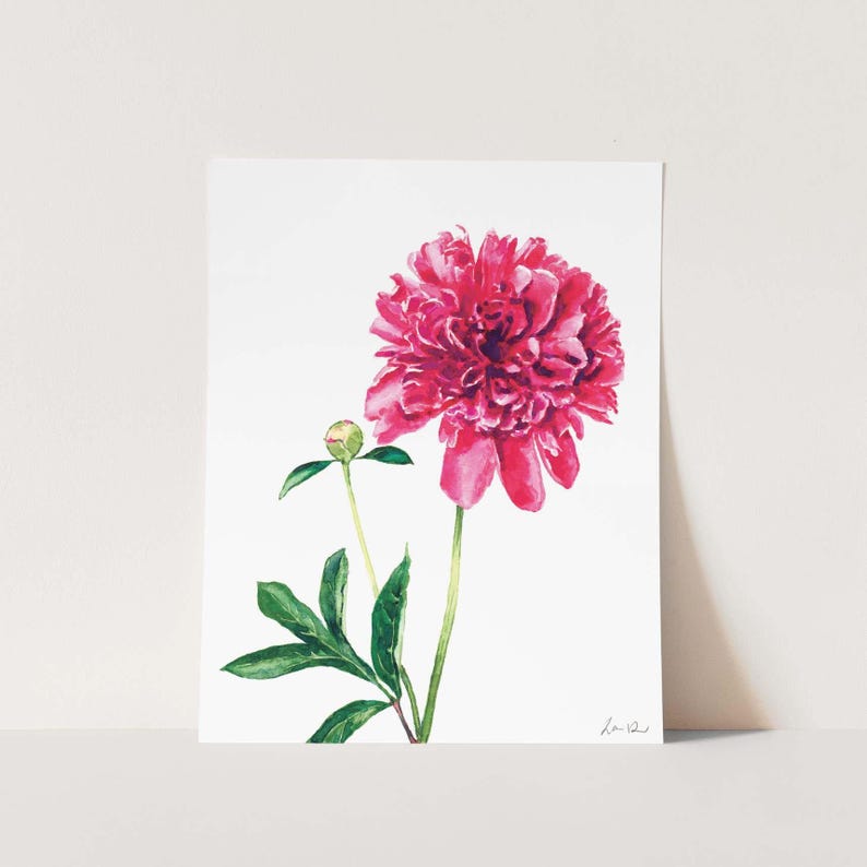 Pink Peony Art Print, Peony Watercolor Painting, Peonies Wall Decor, Pink Floral Home Decor, Botanical Illustration, Bright Southern Preppy immagine 1