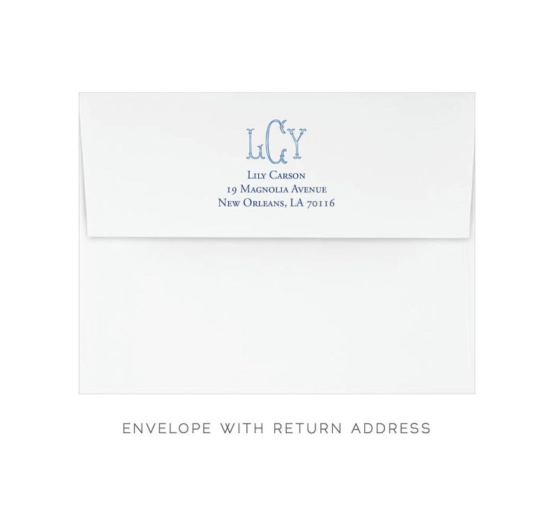 Light Blue Chinoiserie Toile Monogram Stationery, Personalized Notecard Set, Southern Stationery Suite, Custom Preppy Monogrammed Gift image 5