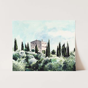 Art Print Tuscany Countryside Italy Watercolor Painting Italian Wall Home Decor