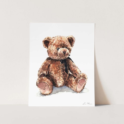 Art Print Teddy Bear No. 3 Painting Brown Bear Nursery Decor - Etsy UK Art Print Teddy Bear No. 3 Painting Brown Bear Nursery Decor - Etsy UK