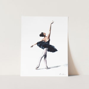 Art Print Black Swan Ballerina - Ballet Dancer Art, Dancer Gift, Ballerina Art, Swan Lake, Preppy Art, Pretty Art, Feminine Art, Dance Art