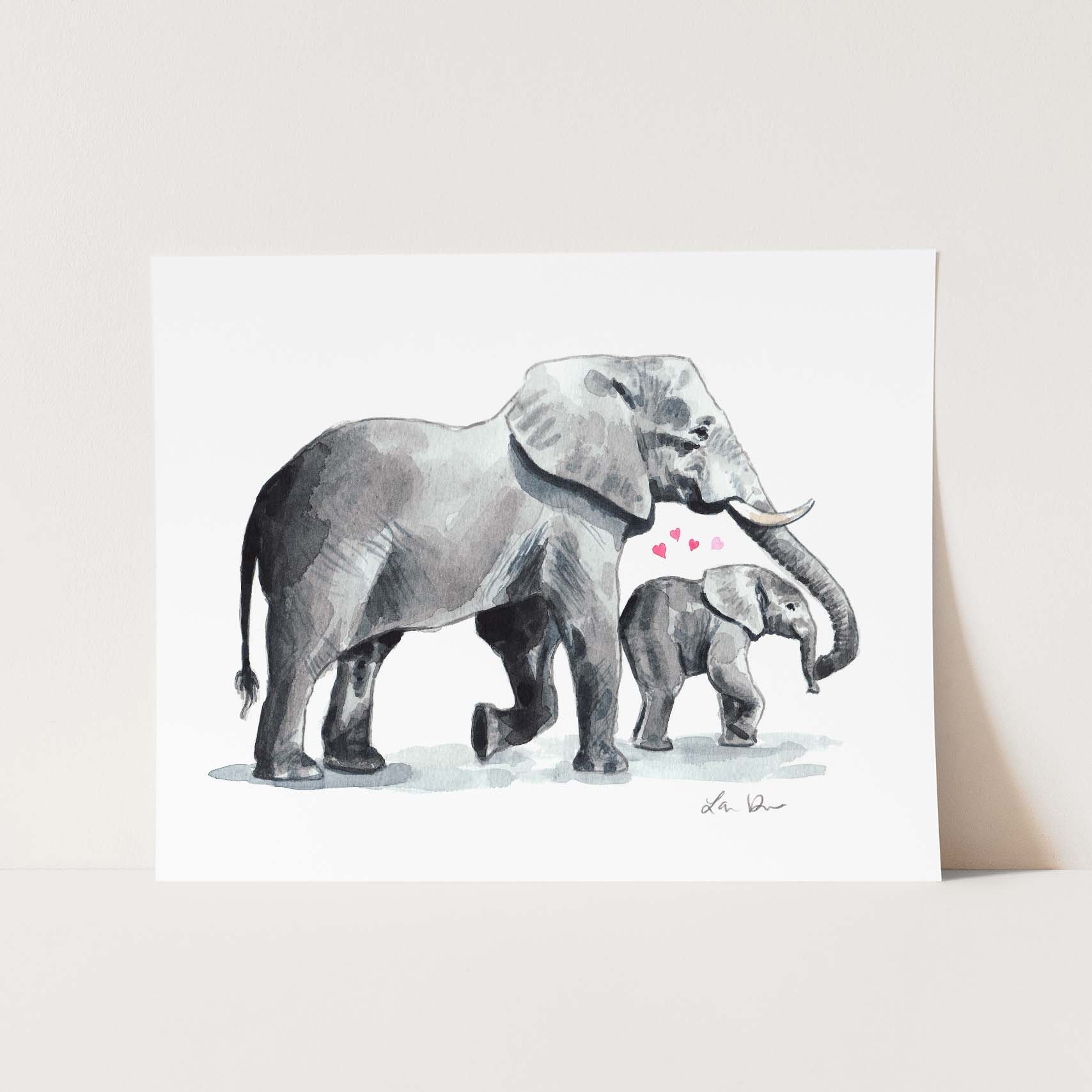 Elephant Print Elephant Wall Art Nursery Downloadable Prints Digital
