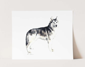 Art Print Siberian Husky Dog Breed Giclee Watercolor Painting Wall Home Decor Dog Lover Pet Parent Nursery Animal Owner Gift