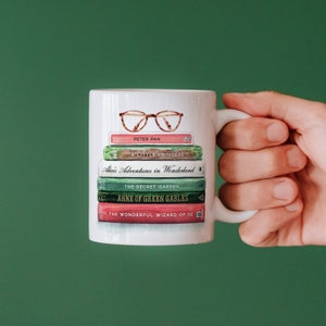 Custom Books Coffee Mug, Favorite Books Mug, Book Lover Gift, Reader Gift, Librarian Retirement Gift, Literary Gift, Book Club Exchange Gift image 1