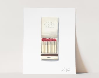 Custom Quote Matchbook Art Print, Keepsake Anniversary Watercolor Painting, Romantic Wedding Gift