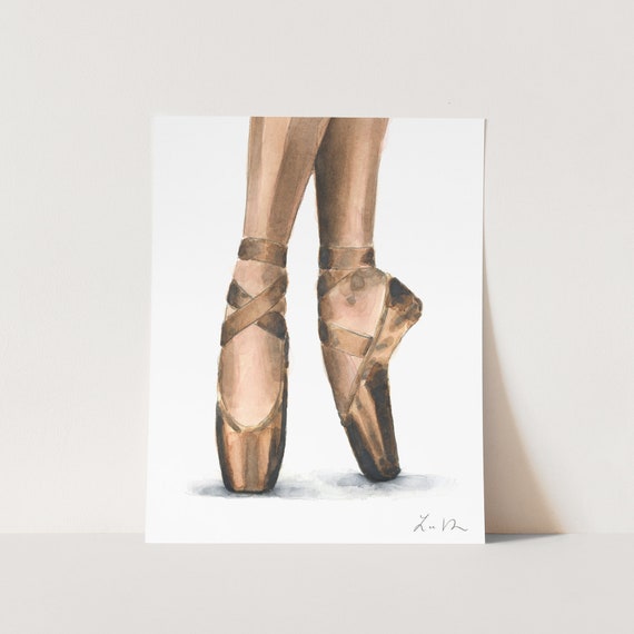 steek Nauw Agnes Gray Brown Satin Pointe Shoes Art Print Ballet Dancer Painting - Etsy