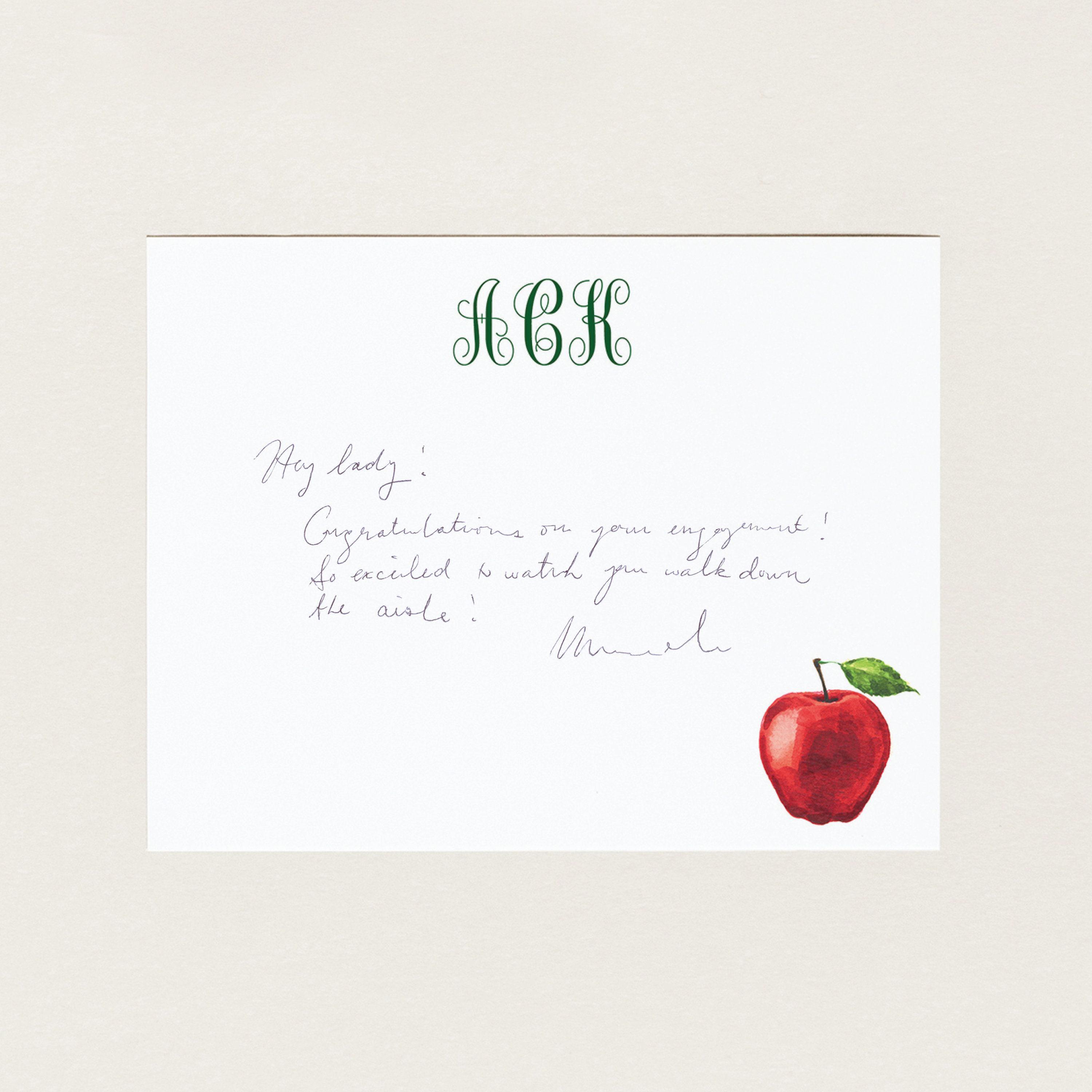Custom Teacher Apple Notecards, Personalized Education Stationery Set ...