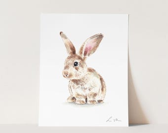 Art Print Bunny Rabbit No. 4 - Bunny Art, Rabbit Art, Gender Neutral Nursery Art, Nursery Animal Art, New Baby Gift, Baby Shower Gift
