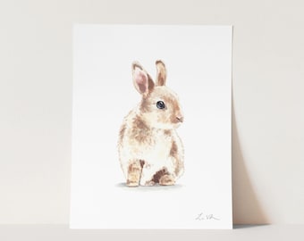 Art Print Bunny Rabbit No. 3 - Bunny Art, Rabbit Art, Gender Neutral Nursery Art, Nursery Animal Art, Woodland Animals, New Baby Gift