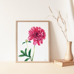 Pink Peony Art Print, Peony Watercolor Painting, Peonies Wall Decor, Pink Floral Home Decor, Botanical Illustration, Bright Southern Preppy immagine 5