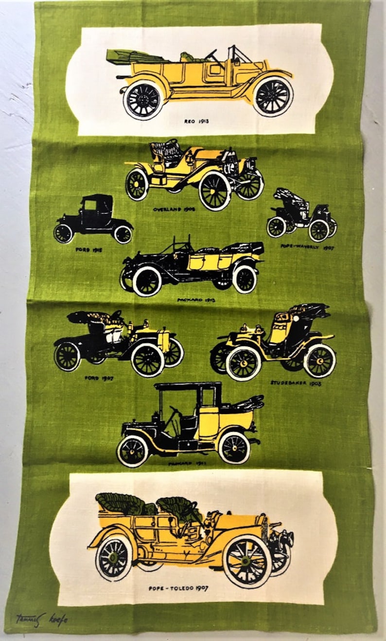 NWOT Tammis Keefe Towel ~~ Antique Roadsters Model Ts Vtg