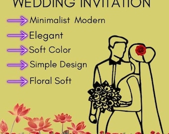 Elegant Wedding Invitation Template, Editable Canva Wedding Invite, Luxury Modern Design, Instant Download