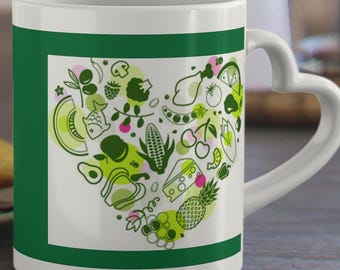 Mothers Day Heart Mug Green Food Heart Illustration Coffee Cup