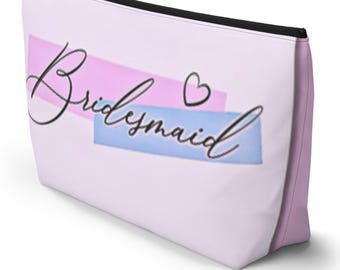Bridesmaid Script Heart accessory pouch Personalized T bottom makeup bag