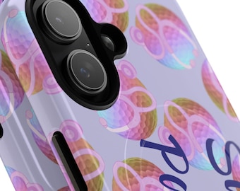 Iriserende golfbal met stethoscoop telefoonhoesje | Stoere magnetische hoes gepersonaliseerd
