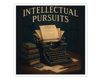 Vintage Typewriter & Books Kiss-Cut Stickers | Intellectual Pursuits
