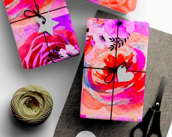 Vibrant Floral Watercolor Wrapping Papers | Floral Gift Wrap