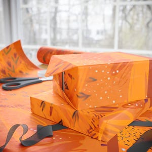 Orange Abstract Botanical Wrapping Paper